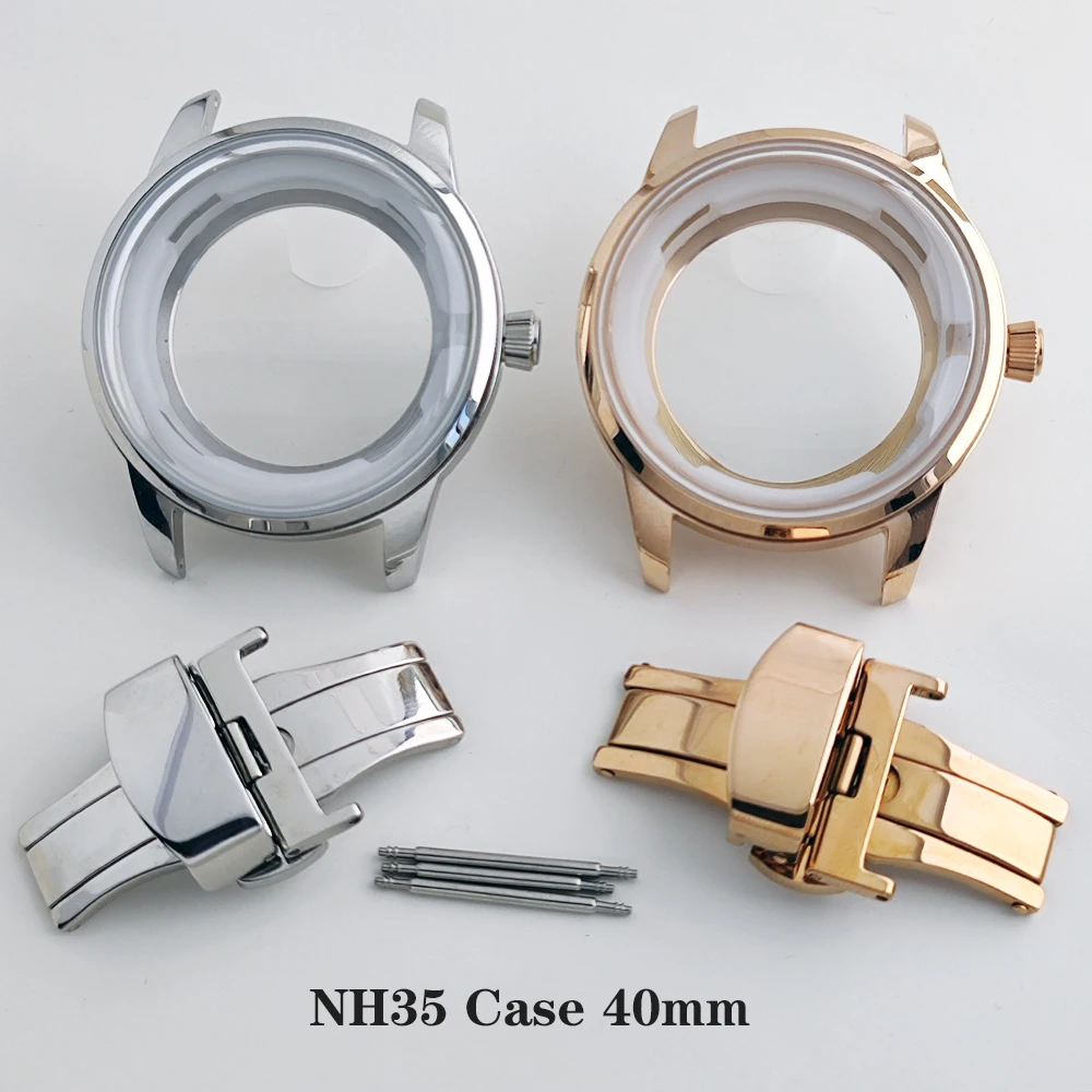20mm Leather bracelet Fit 40mm NH35 Cocktail Time Presage Watch Case Folding Buckle Leather Strap Series Watch Accessories Tool