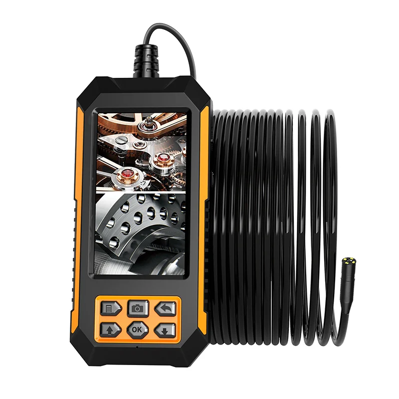 Auto Focus Industrial Endoscope Camera 4.5'' Screen 11 MM HD1080P Sewer Pipe Inspection Borescope IP68 Waterproof LEDs