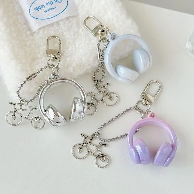 Portachiavi per cuffie 3D Portachiavi con ciondolo per bicicletta Portachiavi con ciondolo per telefono Gioielli per ragazza Decorazione borsa regalo per donna