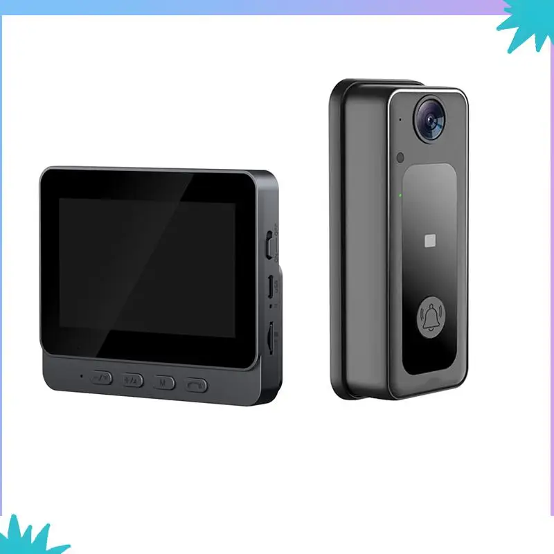 Abzw tuya campainha visual de segurança inteligente intercomunicador sem fio 4.3in lps-screen hd visão noturna câmera de vídeo campainha