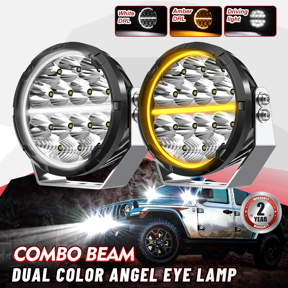 

LED Driving Work Light Spot White Amber Spot Flood Combo Beam Offroad DRL 3500LK 6500K 12V 24V Auto Fog Light For SUV ATV Truck