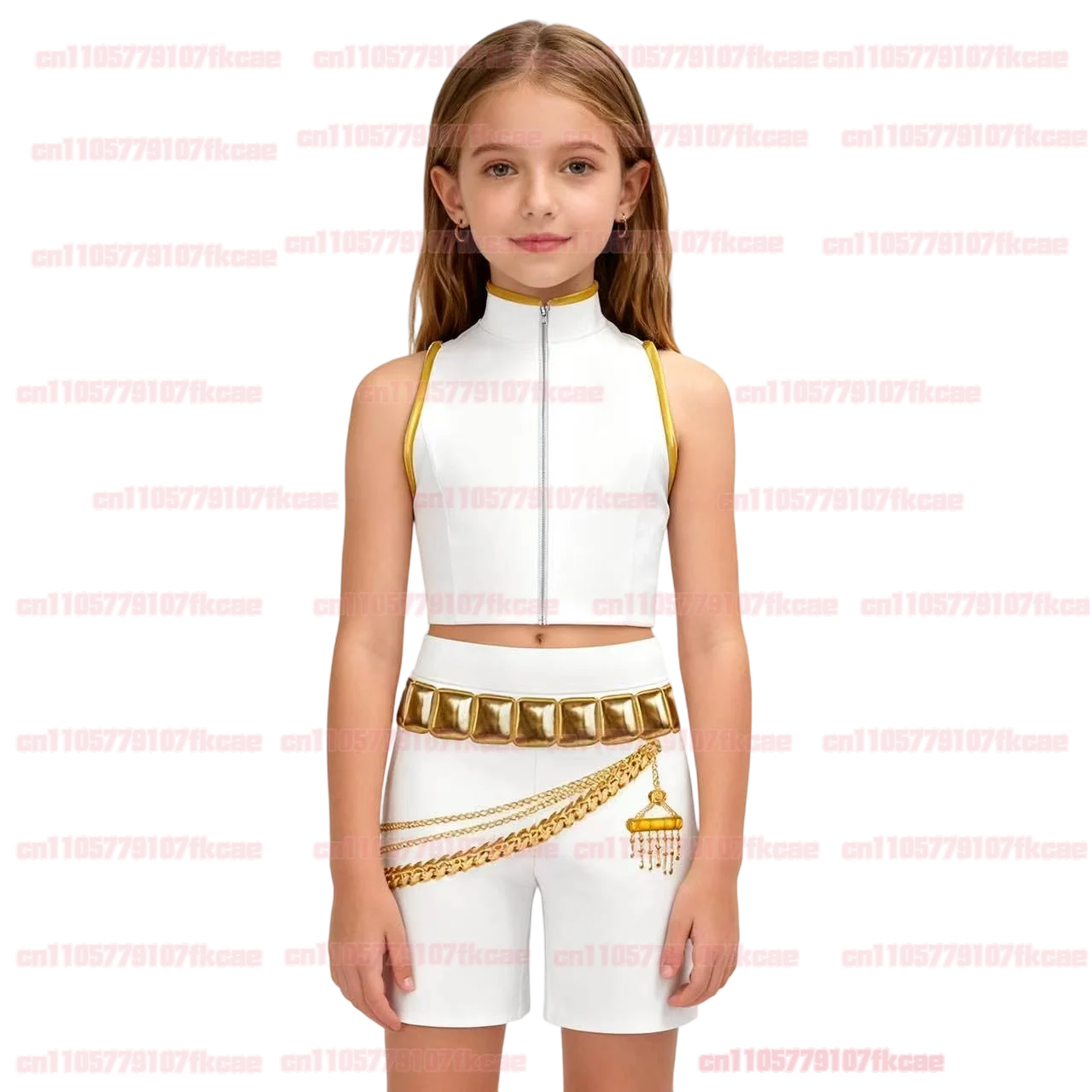 Children KPop Rumi Mira Zoey White Singing Suit girls Halloween Carnival Party Role Playing Outfit Cosplay Costume Wig New set