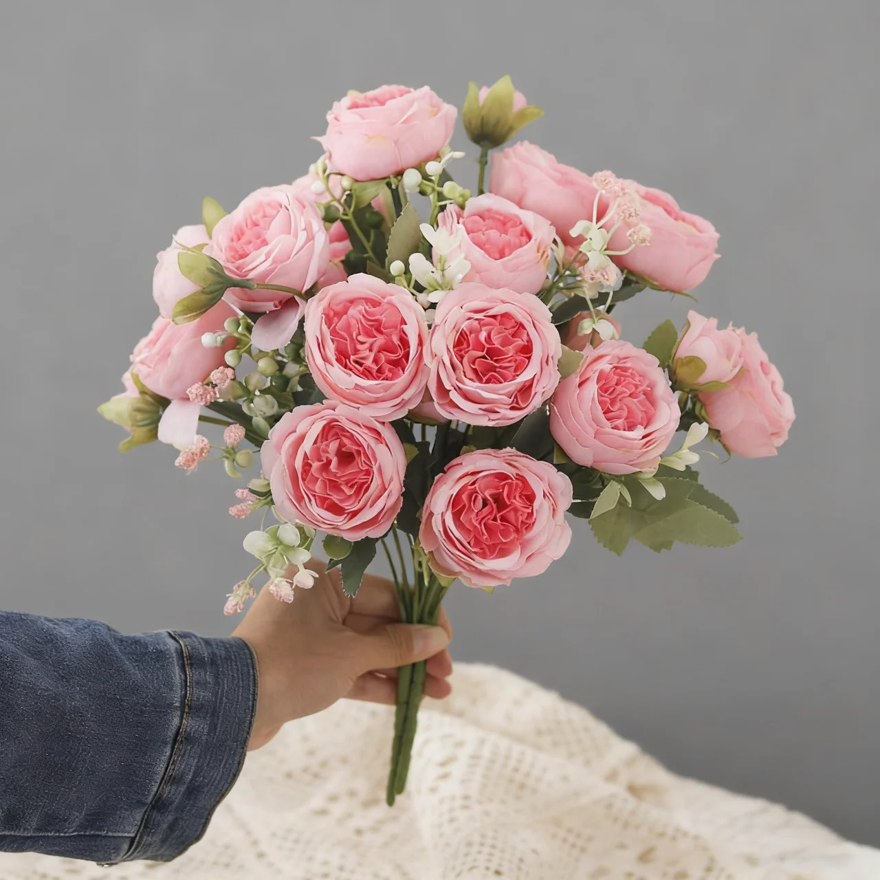 1 قطعة باقة الزهور الاصطناعية الحرير الفاوانيا لطاولة غرفة المنزل عيد الميلاد حفل زفاف ترتيب ديكور الحديقة في الهواء الطلق #1