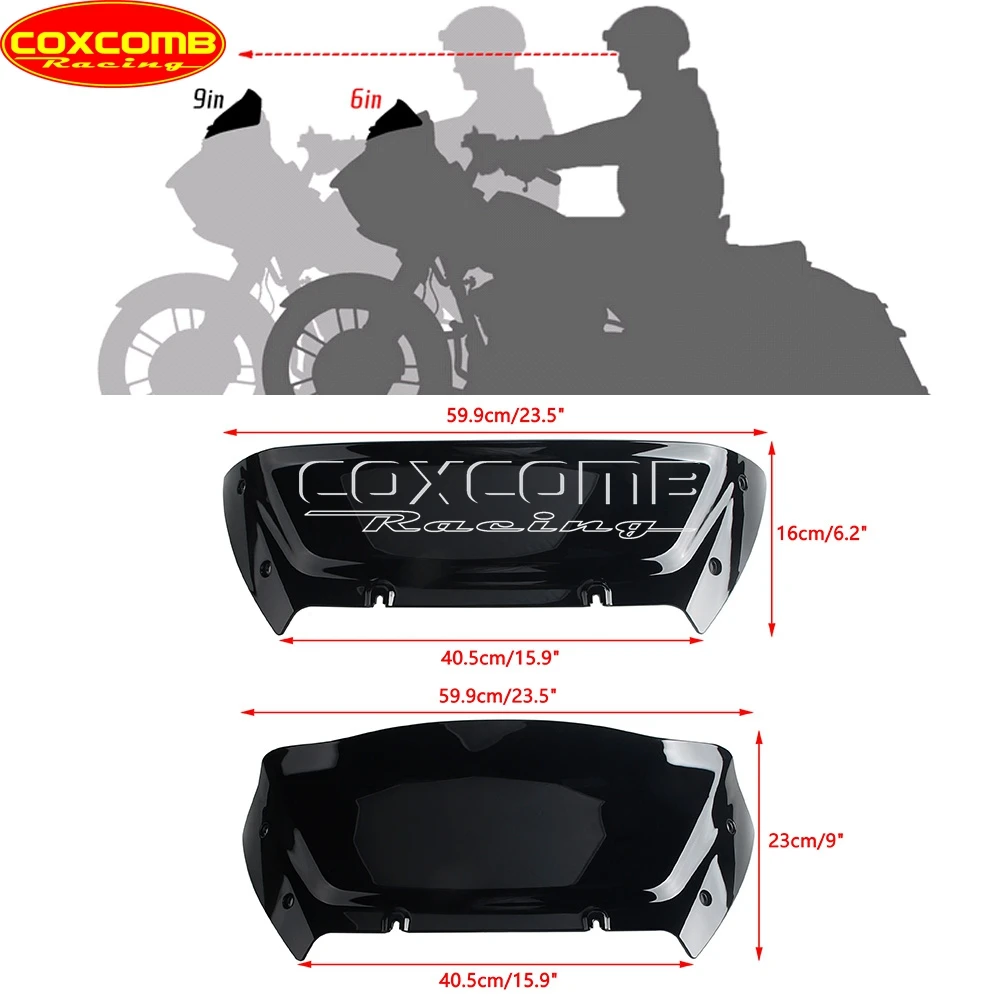 زجاج أمامي هدية للدراجات النارية لدراجة Harley Touring Road Glide FLTRX 117 CVO FLTRXSE FLTRXSTSE 121 6 "9" الزجاج الأمامي 2023-2025