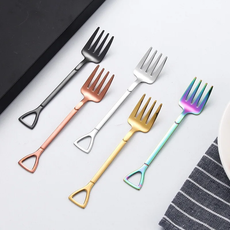 4PCS Thicken Fruit Fork Cake Dessert Fork Stainless Steel Creative Shape Tableware Forks Family Party Fruit Dessert Forks