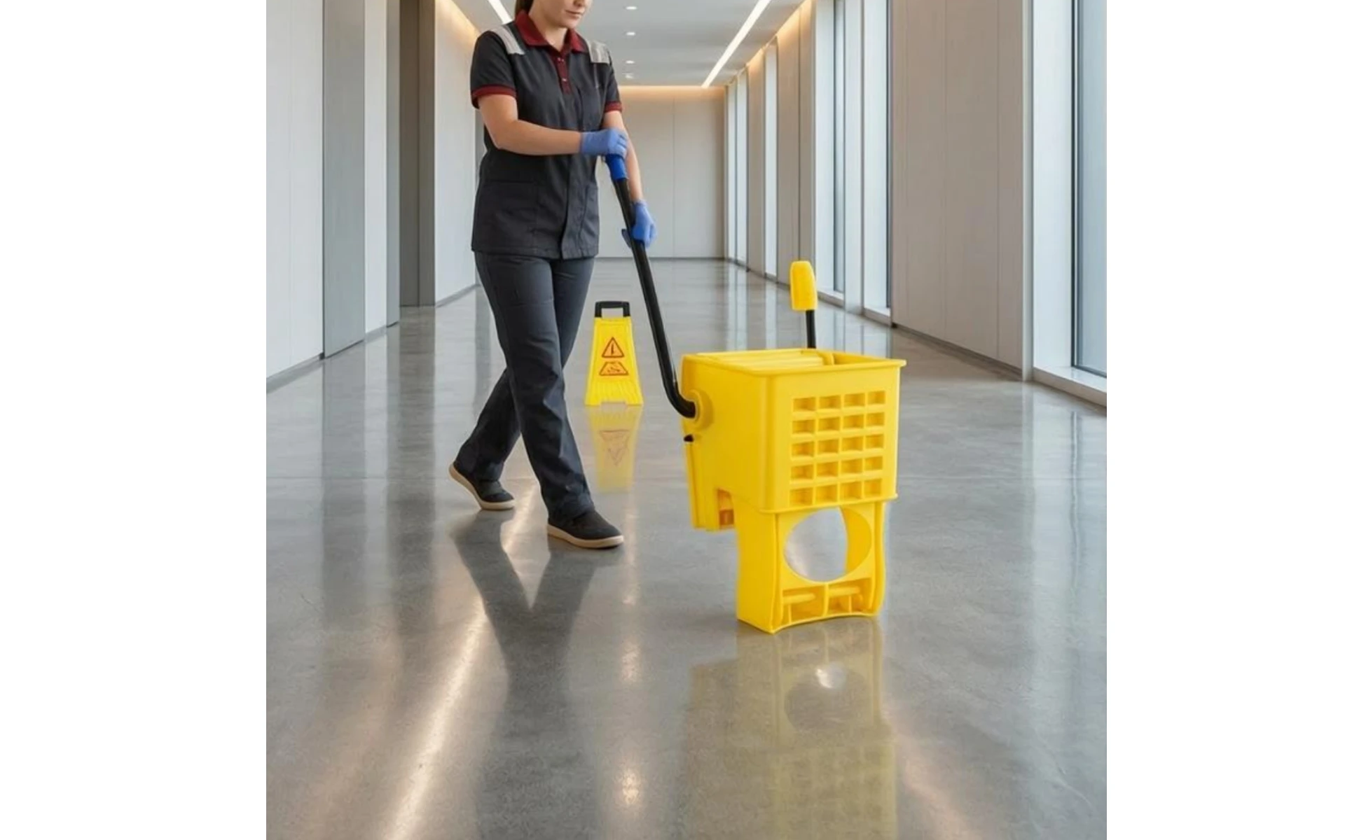 Hand-Press Mop Wringer Head Plastic and Metal Mop Wringer Head Cleaning Equipment Blue Grip Yellow