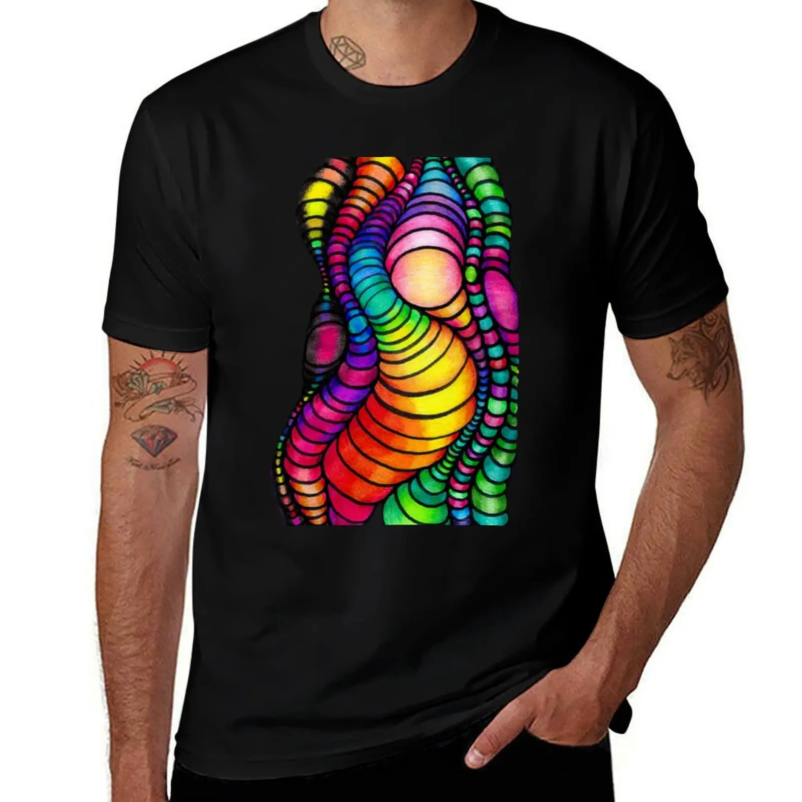 

Colorful Tube Worms - Op Art T-Shirt man t shirt cotton man t shirt graphic man t shirts cotton T-Shirt