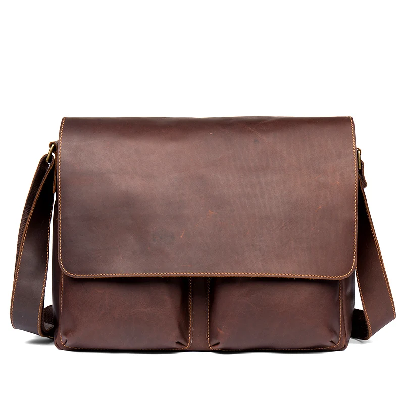 

Retro Crossbody Bag Genuine Leather Shoulder Bag Top Layer Cowhide Satchel Men Messenger Bags
