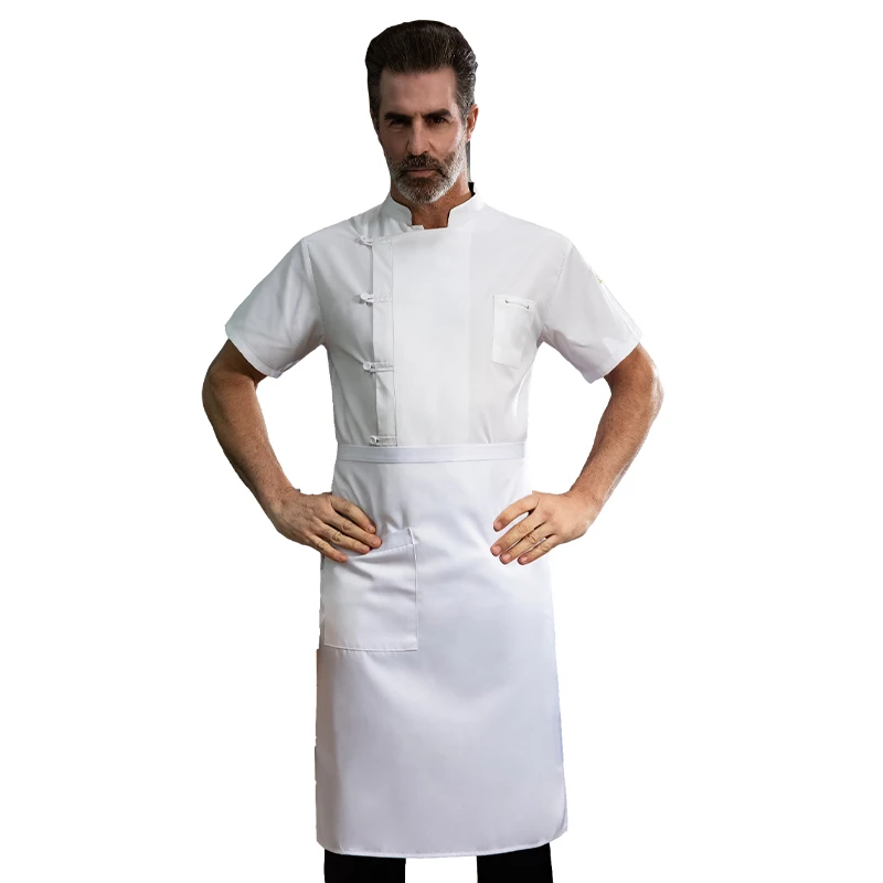 Chef-Kok Uniform Man Dames Jas Met Korte Mouwen Keuken Werkkleding Hotel Kostuum Chef-Koksjack Shirts Bakker Van Hoge Kwaliteit