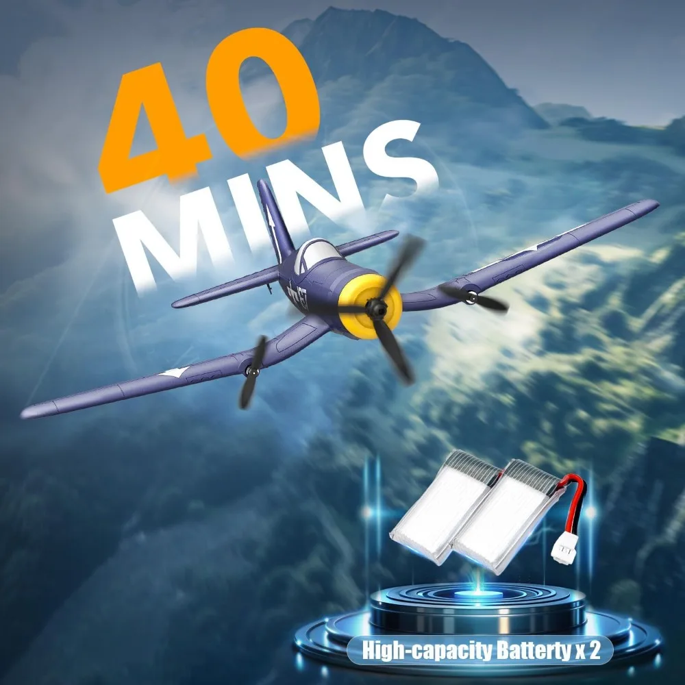 Beginnersvriendelijk 2,4 GHz 3-kanaals RC-vliegtuig met gyro voor buitenvluchten op de Tweede Wereldoorlog, met Xpilot-technologie