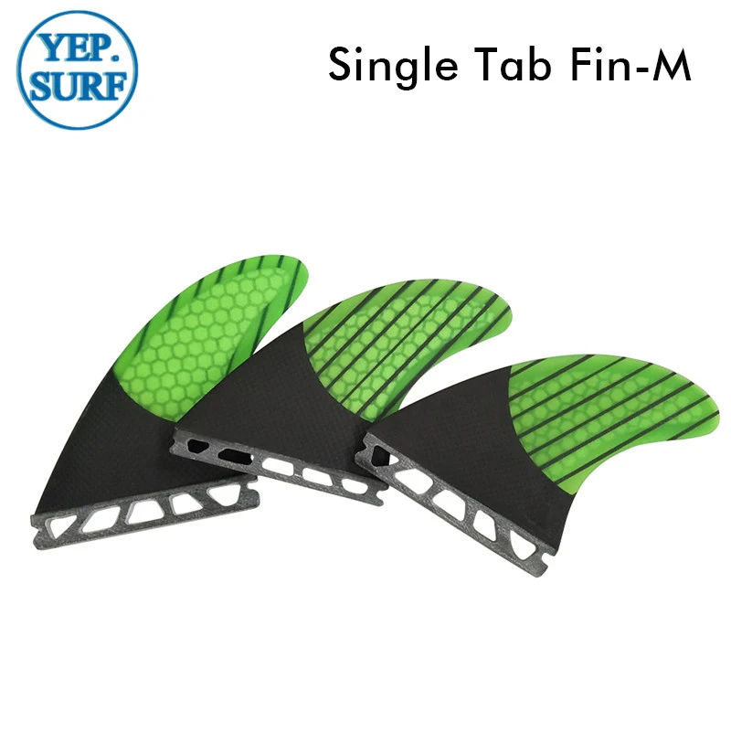 Surfing Single Tabs M Fin Green Color Surfboard Fin Fiberglass 3 pcs/set Good Quality SUP Board Ocean Sports