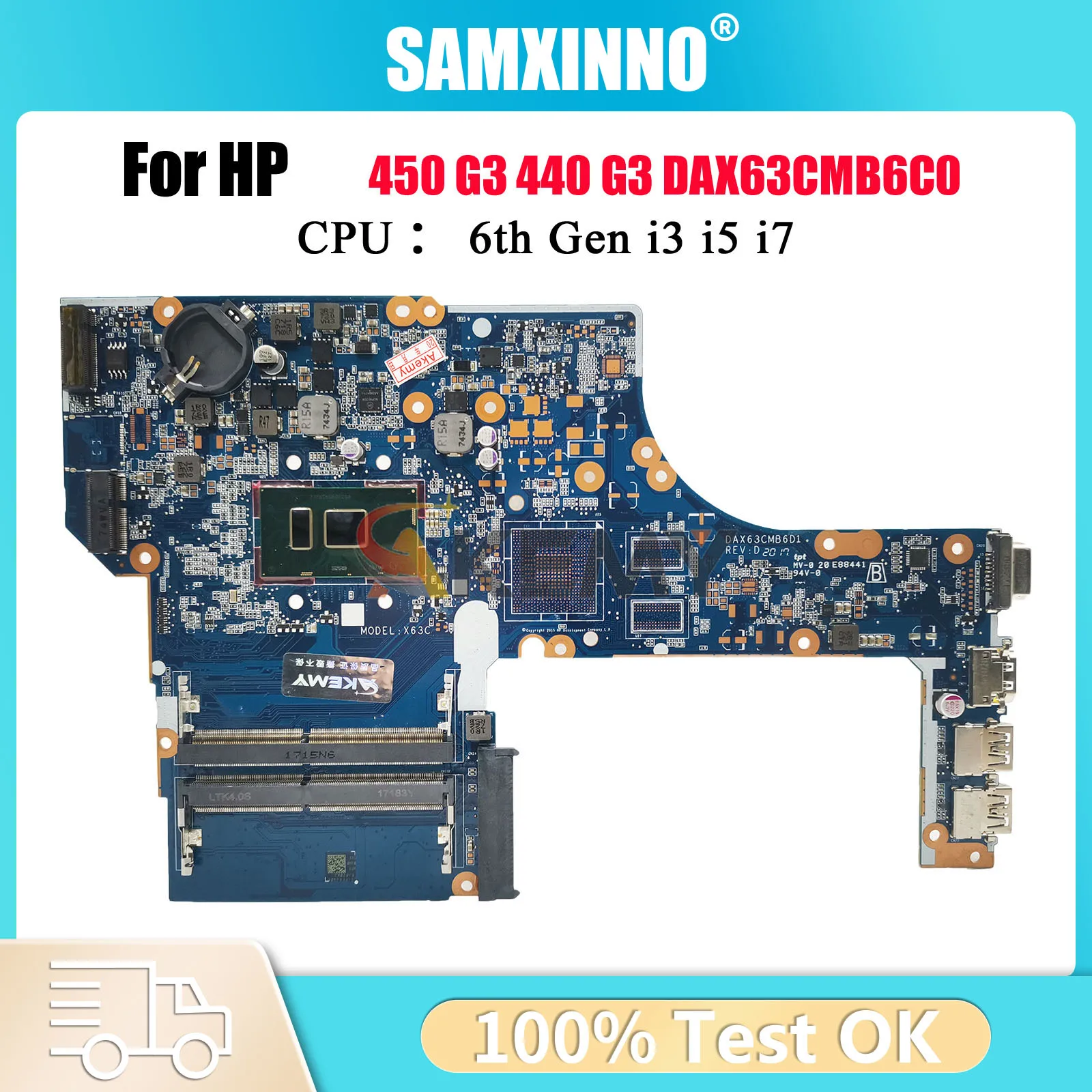

DAX63CMB6C0 Laptop Motherboard For HP ProBook 450 G3 470 G3 With i3 i5 i7 CPU UMA 855674-001 855674-601 100% Fully Tested