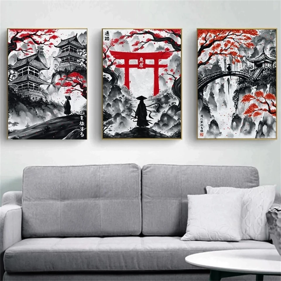 Samurai AB Northern Lights Diamond Painting Japan Bushido Geisha Ink Mosaic Embroidery 5D DIY Crafts New Product Set Home Decor