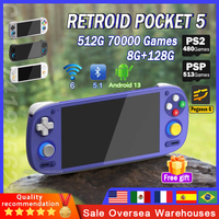 Retroid Pocket 5 RP5 Handheld Game Console Video Player SD865 8+128G 5.5Inch Touch Screen Android13 WIFI6 BT5.1 512G 70000Game