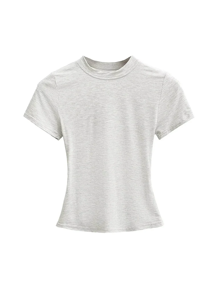 T-shirt manches courtes pour femmes, décontracté, de haute qualité, Sexy, Slim, tendance, couleur unie, vêtements y2k, 2025