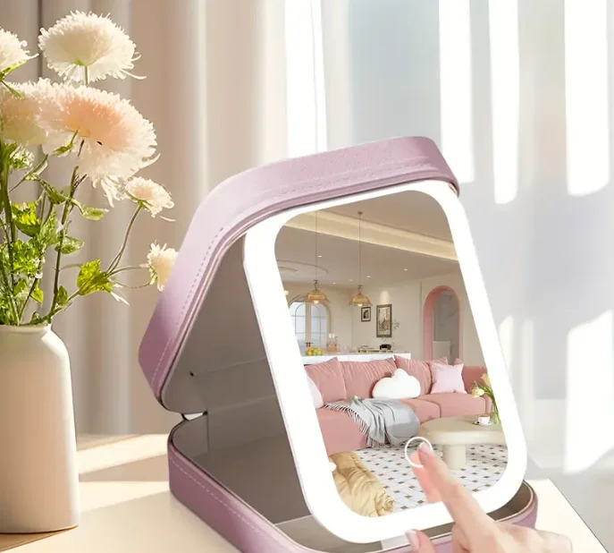 Travel-specific LED cosmetic mirror cosmetic bag | Portable design makeup clear and perfect for daily makeup