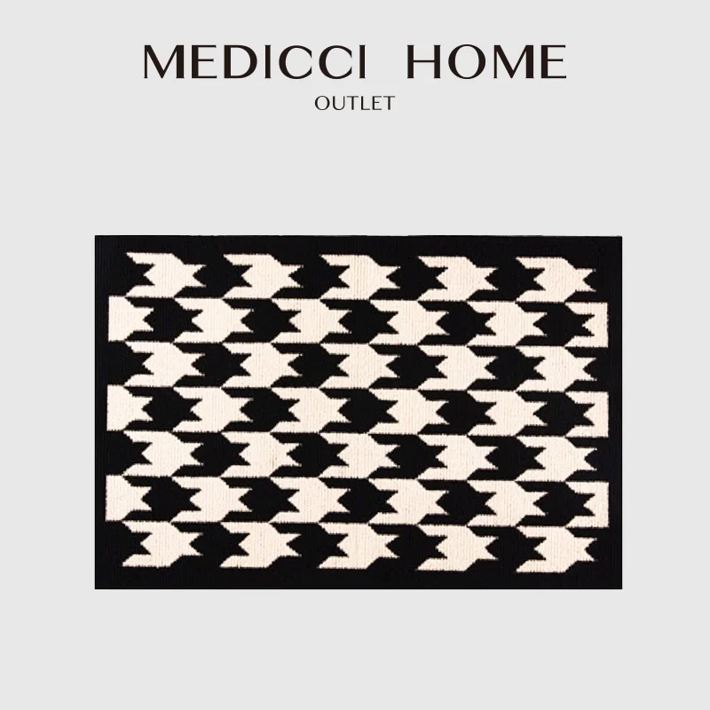 Medicci Home Houndstooth w kolorze czarnym i kości słoniowej prostokątne dywaniki dekoracyjny dywan wycieraczka mata podłogowa bezpłatna wysyłka