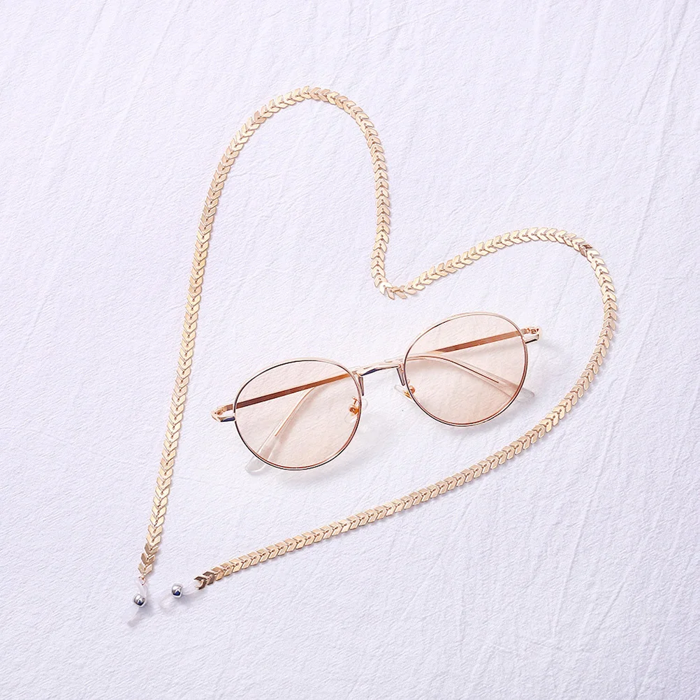 

Golden Metal Eyeglass Chain Leaf Shape Fashion Hanging Neck Strap Eyeglass Retainer Anti-Fall for Running Hiking Cycling