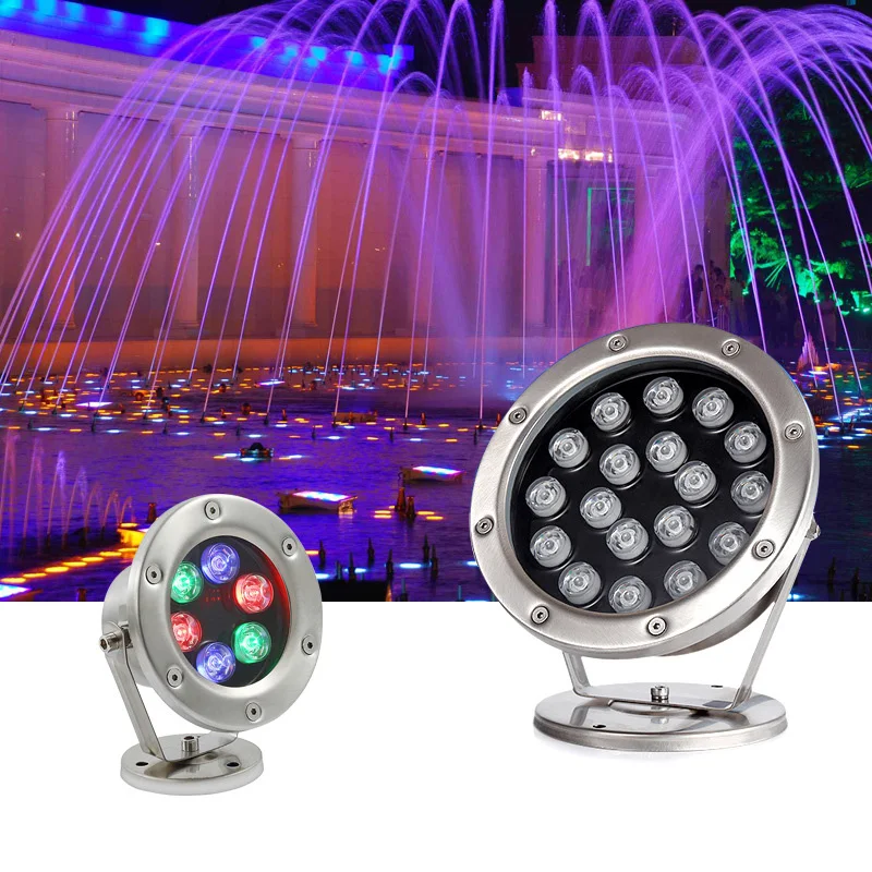 Underwater LED Light Warm Pool Certificate CE & Rohs Stainless Steel 316L Fish Pond 36W Small Size IP68 DMX 12V 24V 120*130