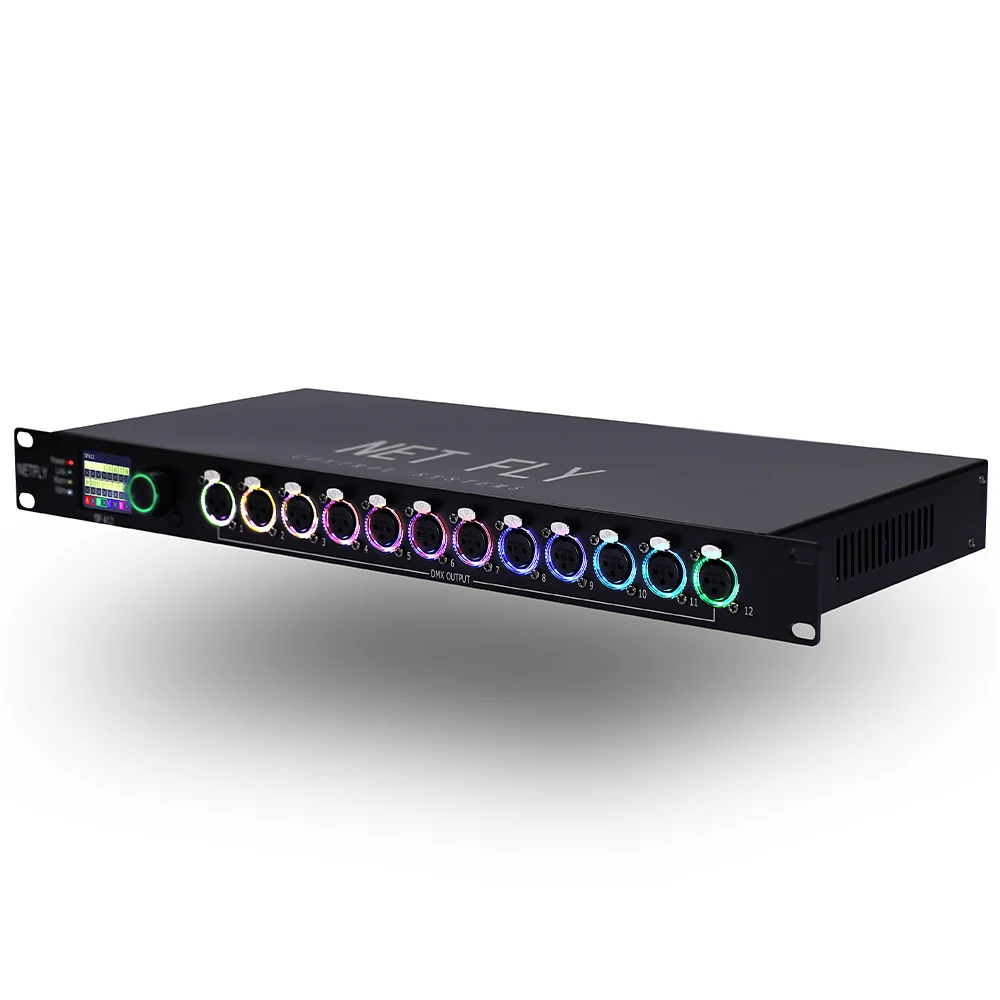 NETFLY SP412 DMX512 Signal Splitter 4 Input 12 Output Isolated DMX Distributor Amplifier 1U Rack Mount RDM Signal Repeater