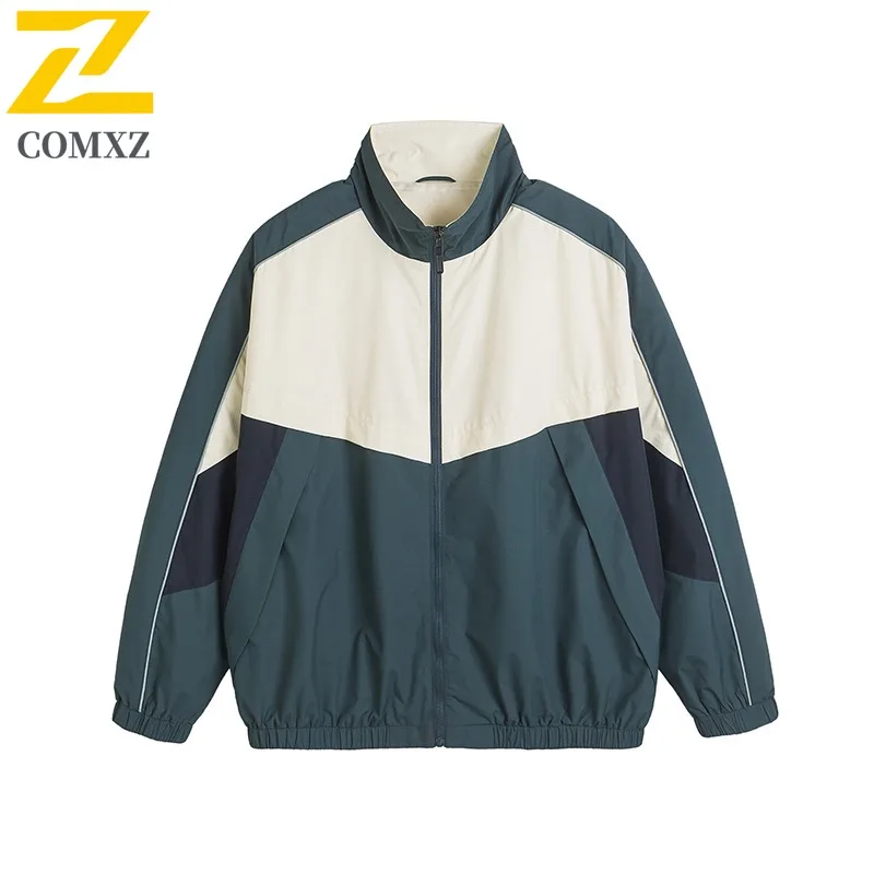 

COMXZ Men Coat 2025 Fashion Casual Travel Color Blocking Loose Windbreaker Jacket Camping Outdoor Comfortable Lightweight Jacket