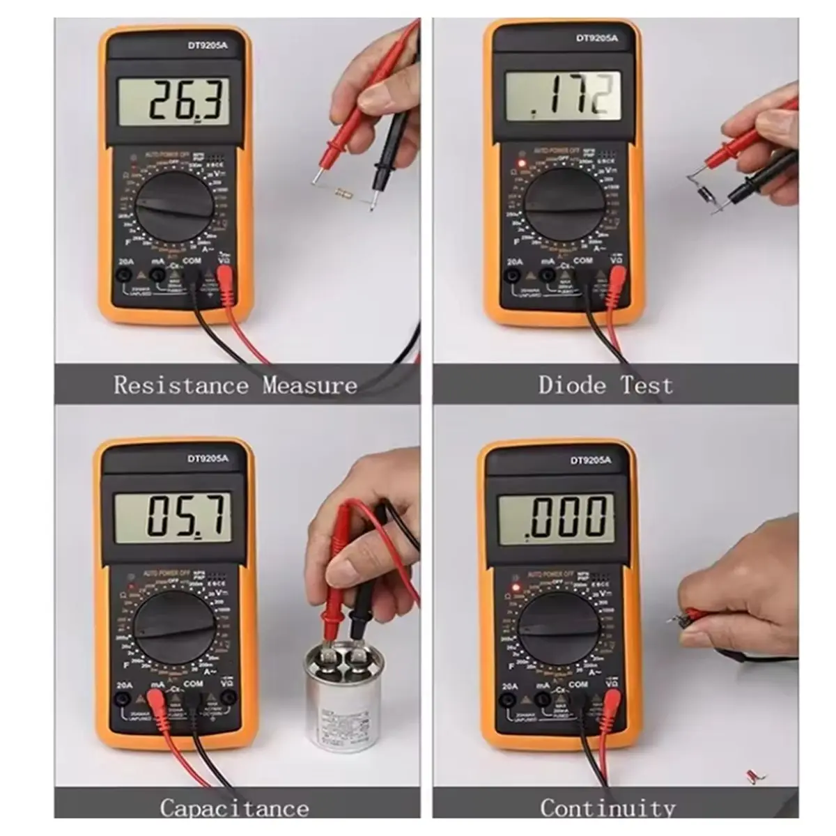 

Y69A DT9205A Digital Multimeter Portable Multi Meter AC DC Voltage Meter DC Ammeter Resistance Tester