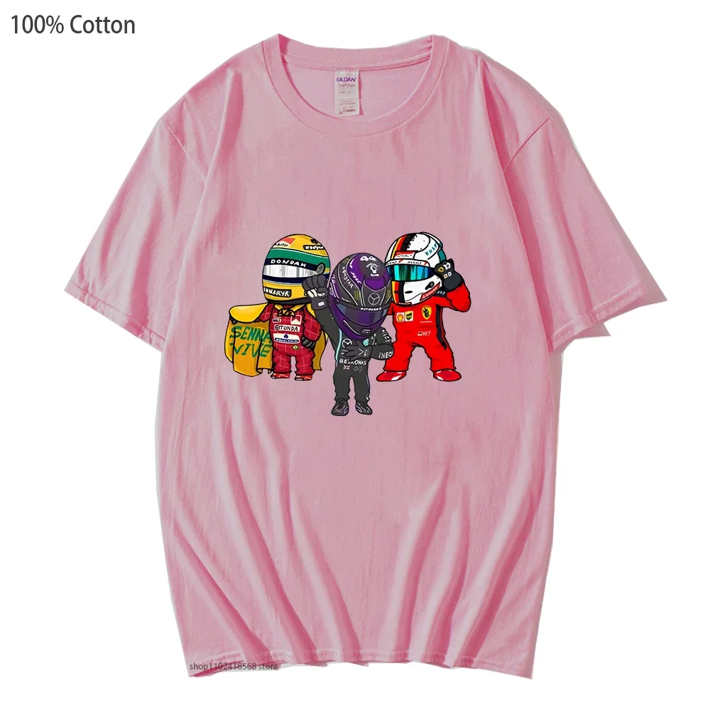 Cartoon F1 Car Print Thisrt Mini Driver Fans Lovers T-Shirts Long Sleeve Summer Men Women Tee 100% Cotton Tee-shirt High Street