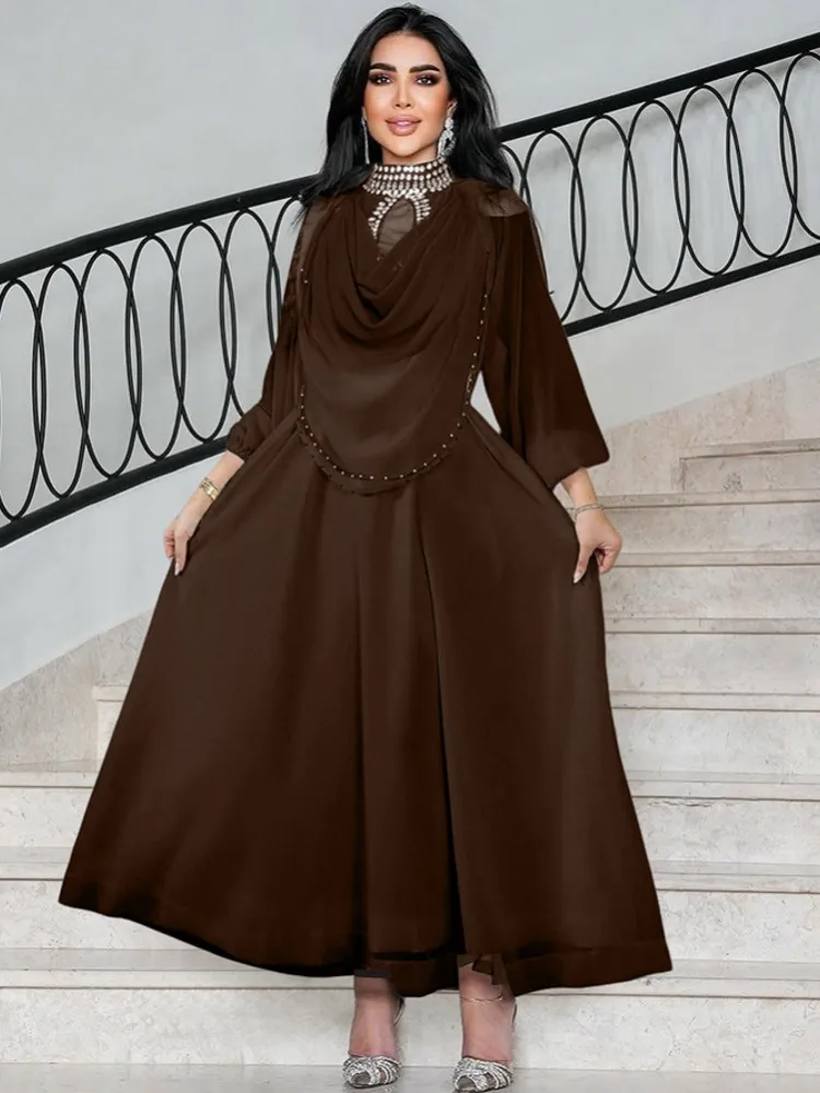 

African Dresses For Women Elegant Polyester Muslim Fashion Abayas Dashiki Robe Kaftan Long Maxi Dress Turkish Africa 2026 New