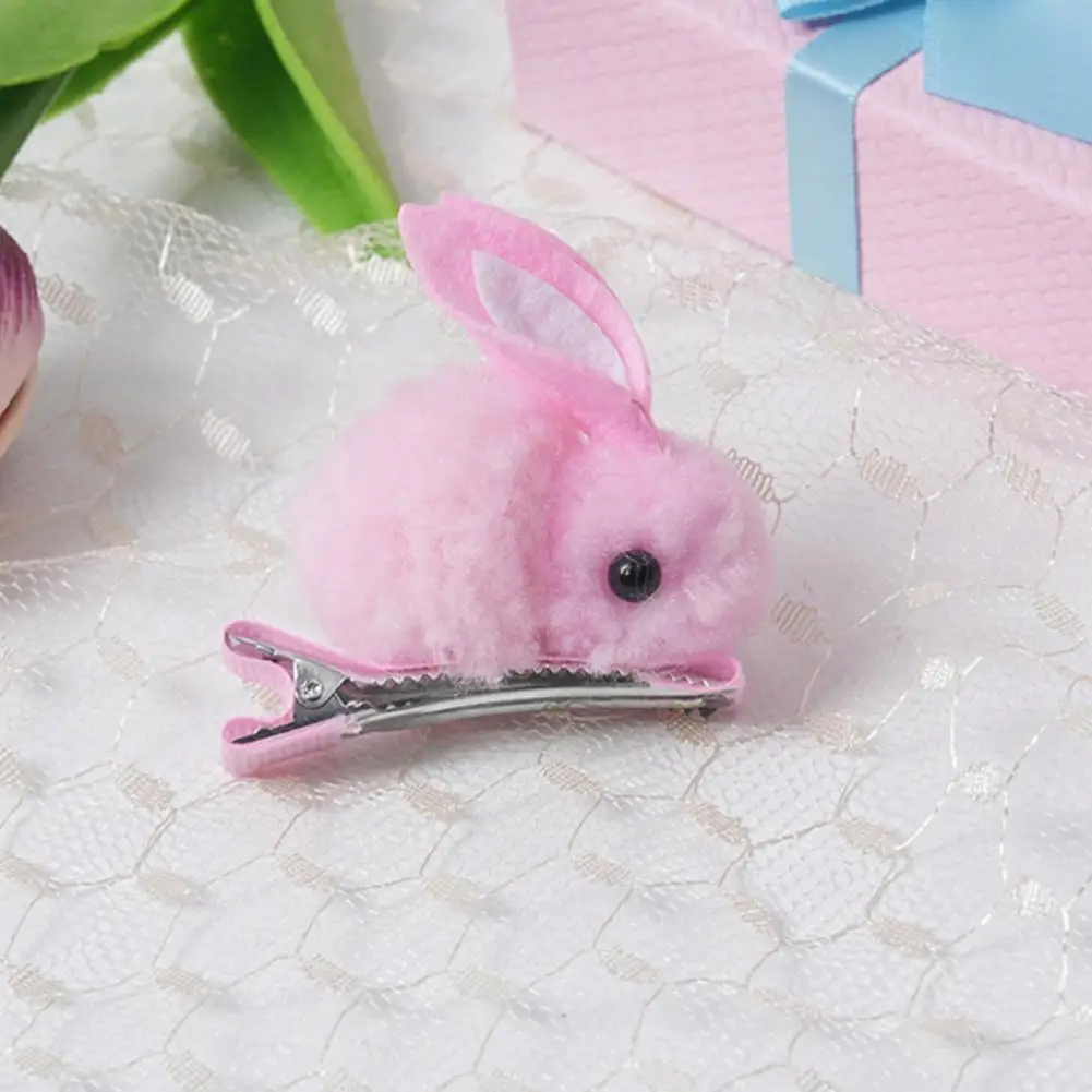 Cute Cartoon Hair Clips Adorable Winter Plush Bunny Hairpins Vivid Color Hair Clips Shape Hair Accessory for Kids Exquisite image 5