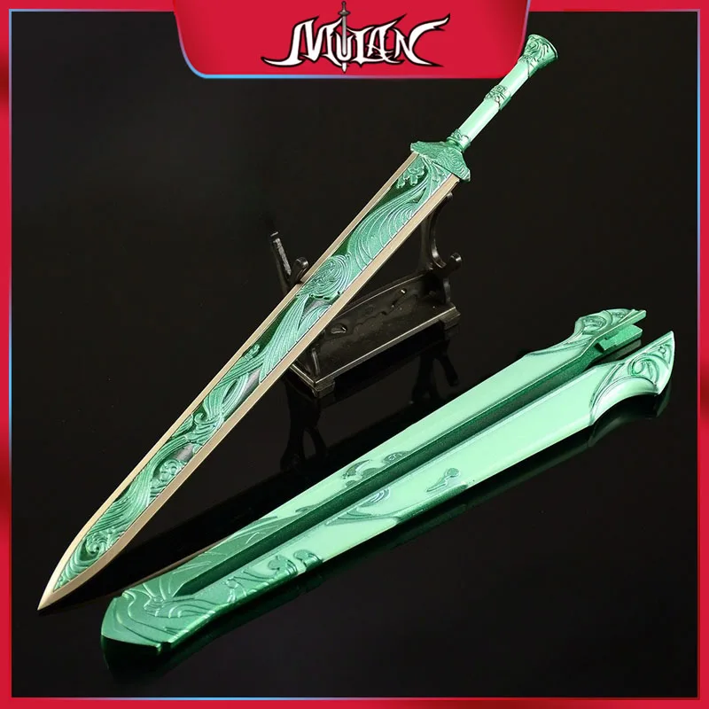 30CM Periferiche di gioco Cielo blu Spada Armi artigianali in metallo Modello da collezione Ornamenti da scrivania Regali di compleanno creativi Giocattolo sicuro per ragazzo