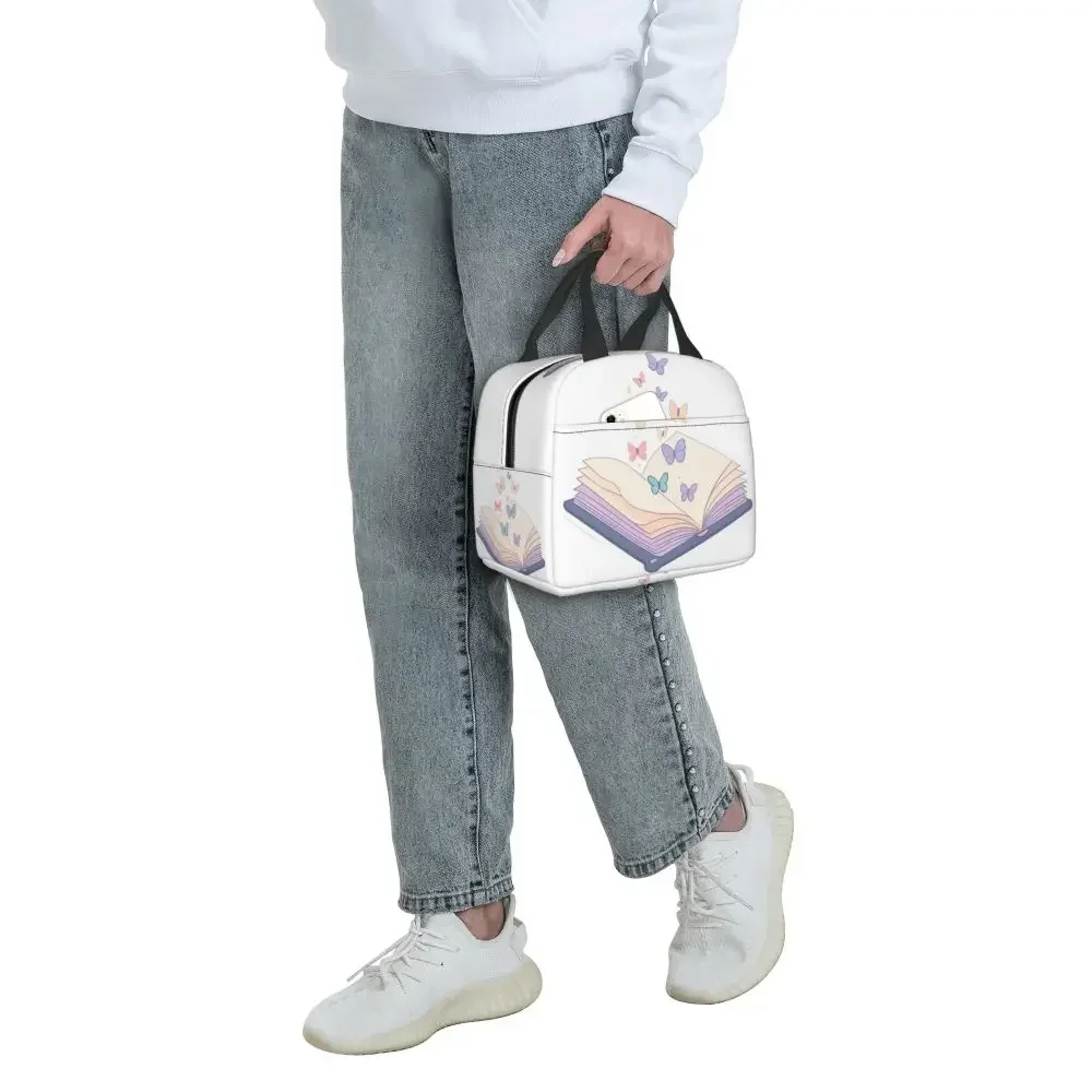 A Fluorescent Butterfly On The Book Of Life Insulated Lunch Bag for Women Children Portable Food Boxes Thermal Lunch Box Tote