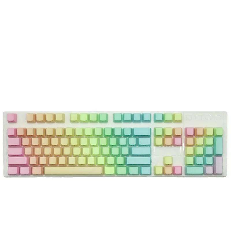 Imagem -05 - Impressão Lateral Colorida do Perfil do Oem de Cyan Pbt do Rosa Azul do Teclado Mecânico 104 Chaves do Arco-íris Keycaps para o Teclado Mecânico