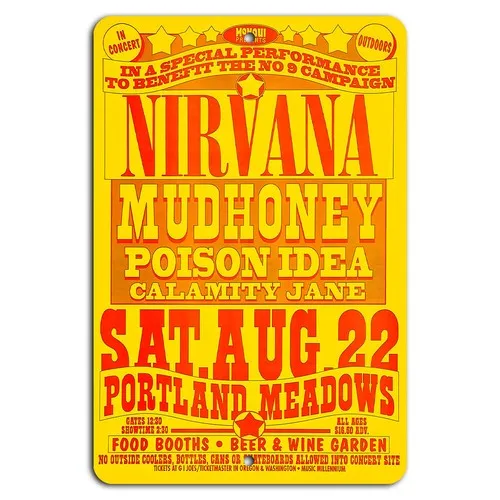 Portland Meadows Concert August 1992 Metal Sign-aluminum