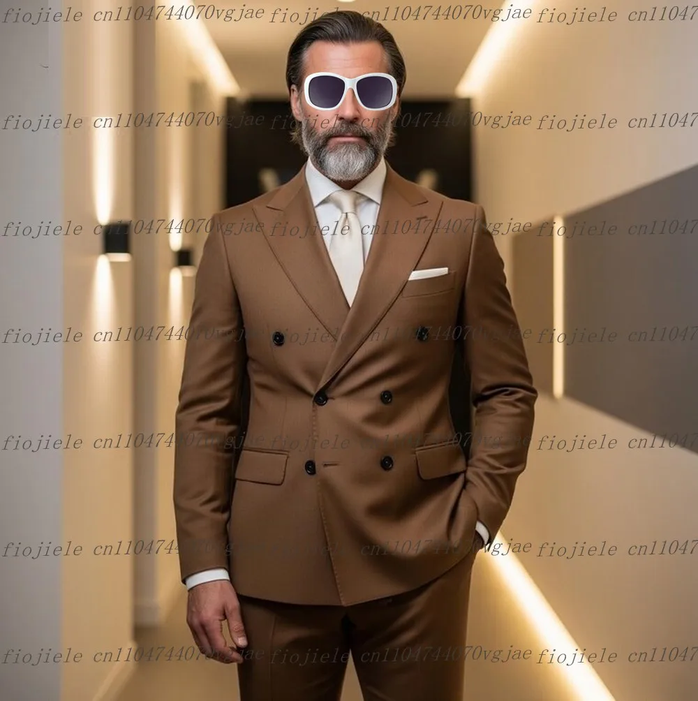 

New Formal Occasion Brown Men Suit Wedding Party Groom Groomsman Business Prom Male Tuxedos Customize 2 Piece Set Jacket Pants