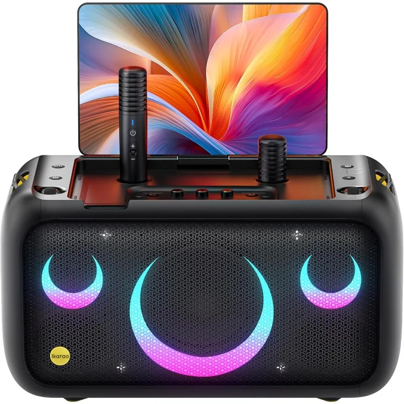 

Built-in 13.3" Screen, Truly All in One Karaoke Machine with 2 Wireless Microphone (Hidden & Self Charging)