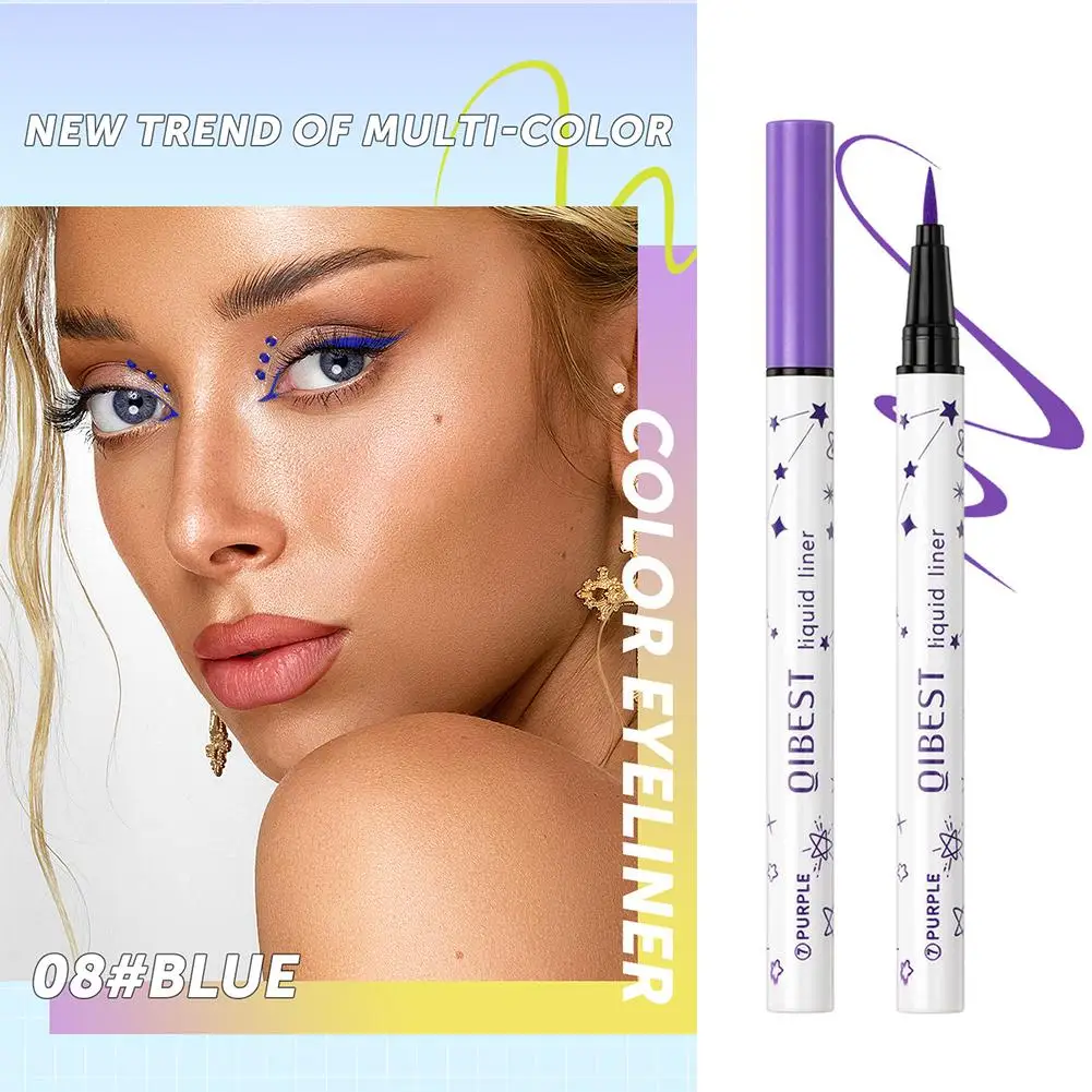 Eyeliner ciekły wodoodporny matowy płynny Eyeliner długopis do oczu purpurowy zielony biały długa wkładka trwająca niebiesko-żółty X6X8