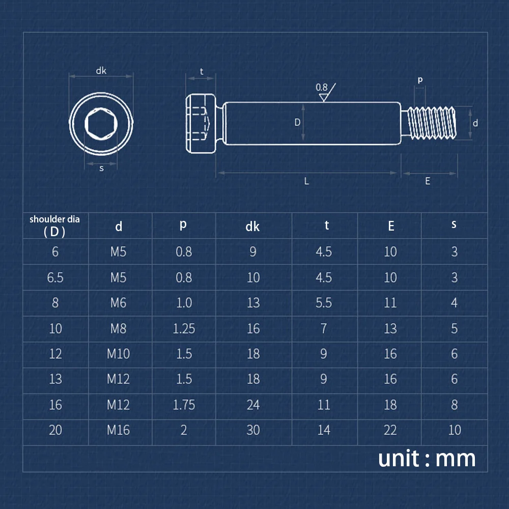 Grade 12.9 Alloy Steel Hex Hexagon Socket Cap Head Shoulder Roller Bearing Screw M5 M6 Length 8mm-100mm Shoulder Bearing Bolts