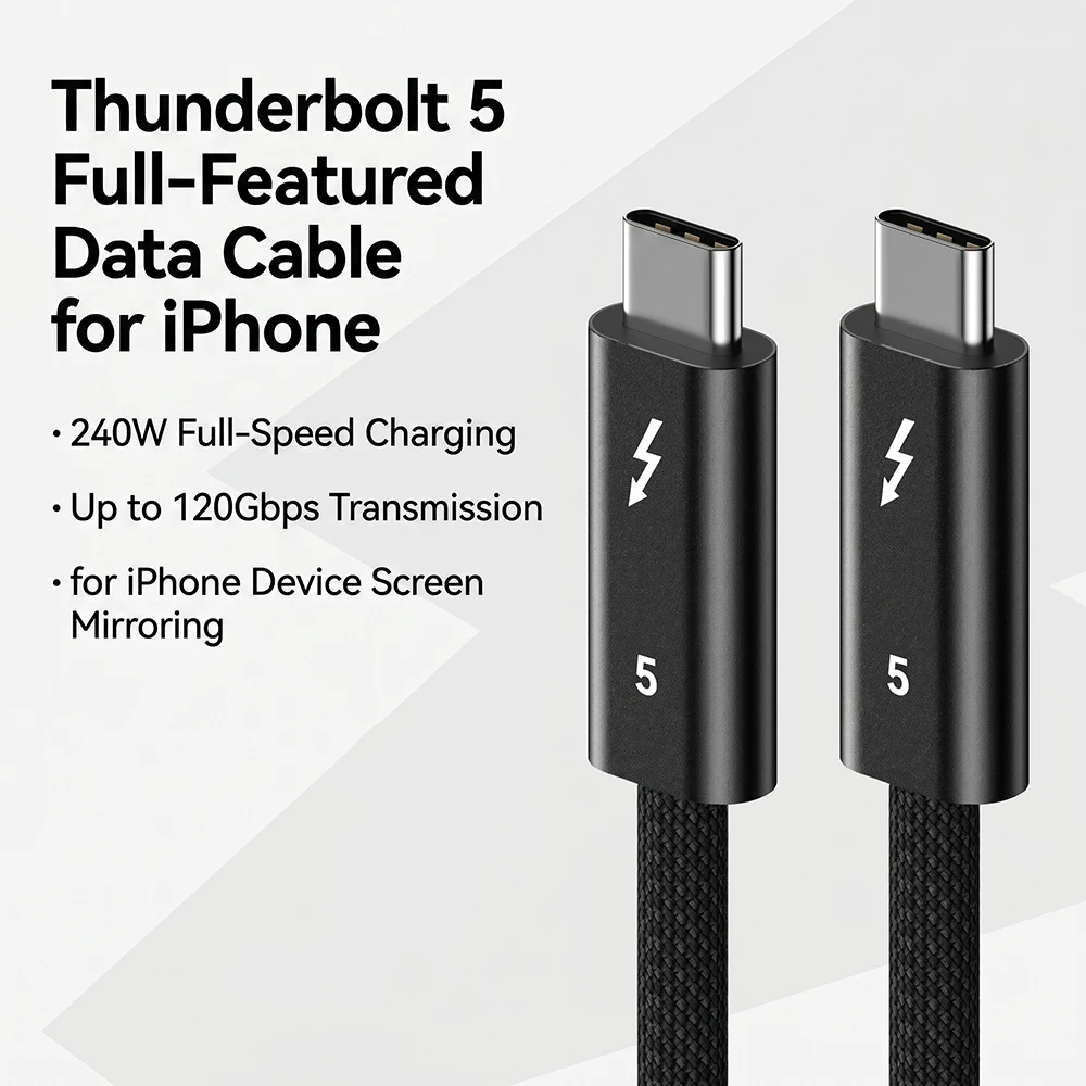 120Gbps Thunderbolt 5 Datenkabel 240W 16K Kompatibel mit USB4 Vollfunktionsübertragung Schnelles Laden USB5-Kabel für MacBook