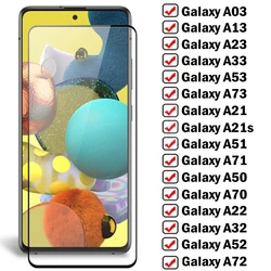 Full Cover Tempered Glass For Samsung Galaxy A03 A13 A23 A33 A53 A22 A32 A52 A72 A73 A51 A71 A21S A50 A70 Screen Protector Glass