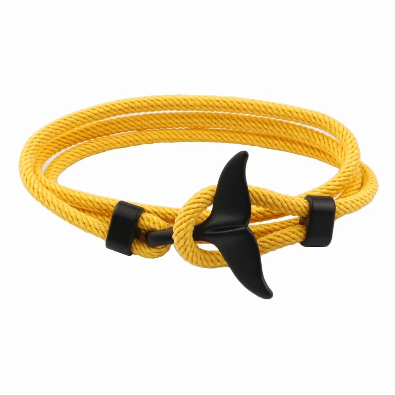 Summer Beach Bracelet Mermaid-Whale Tail Charm Bracelet Jewelry Gift for Women Nylon Rope Wristband Bracelet Jewelry Dropsale