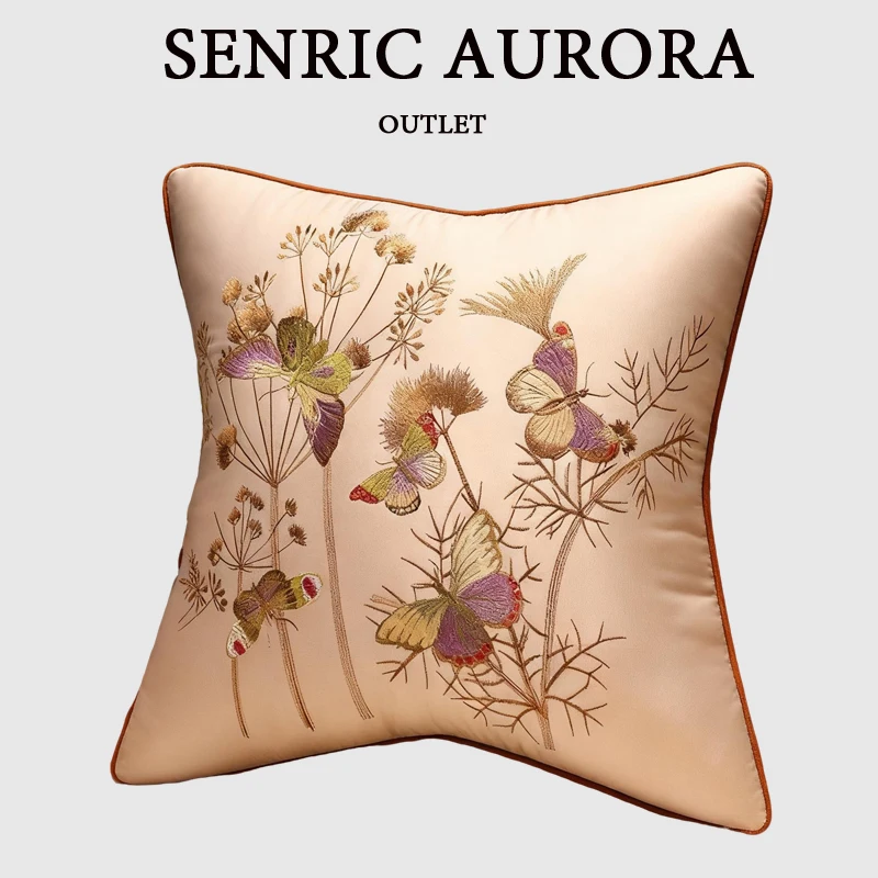

Шелковый чехол для подушки, классическая вышитая бабочка, восточное искусство, роскошная парчовая наволочка для дивана, дивана-кровати