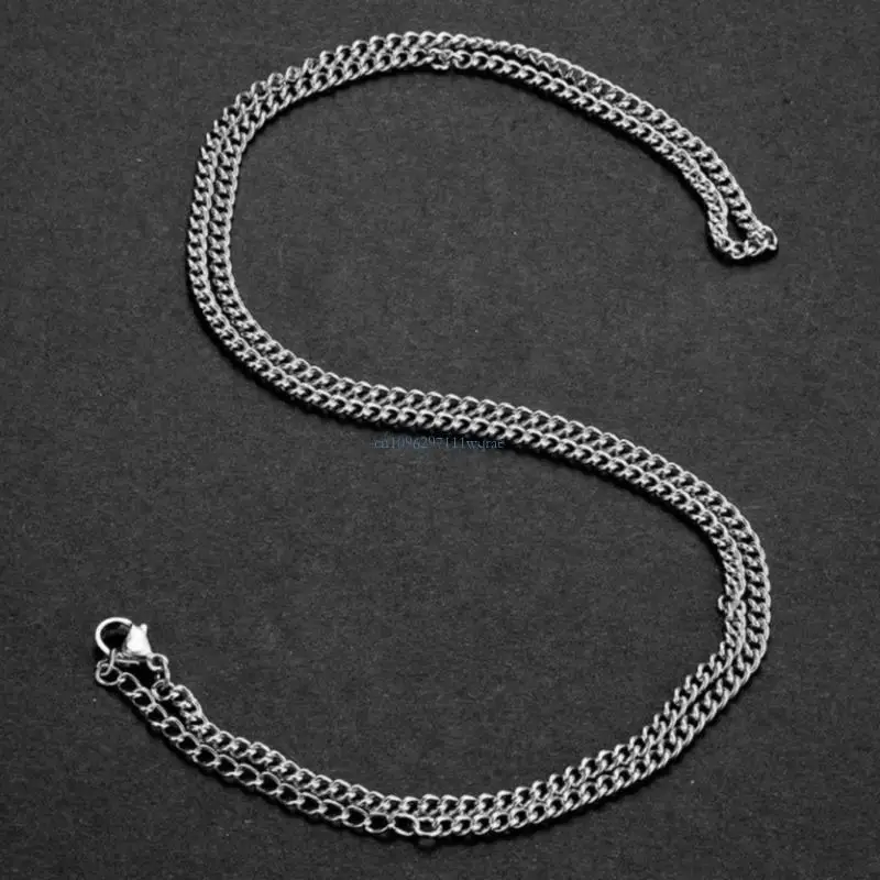 Versatile Steel Side Link Chain 3mm Mens Jewelry Sturdy Everyday Necklace For Custom Pendant Display