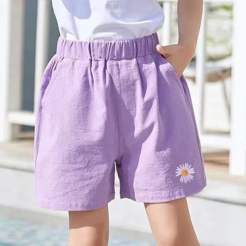 

2024 Summer Kids New Girls Shorts Baby Thin Flower Short Pant Trousers Children's Korean Girls Style Casual Clothing 2-12Yrs