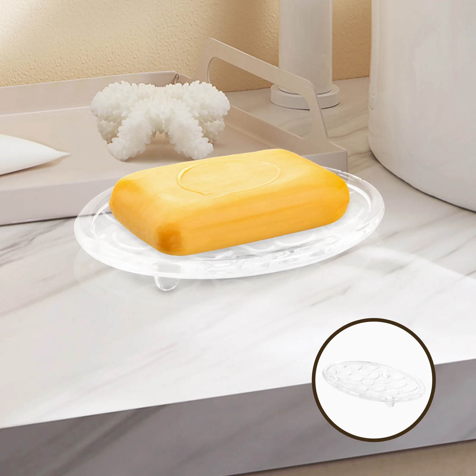 

Clear Glass Soap Box Transparent Soap Dish with Drainage Holes for Bathroom Shower Shelf Storage Holder Home Decor Accessory