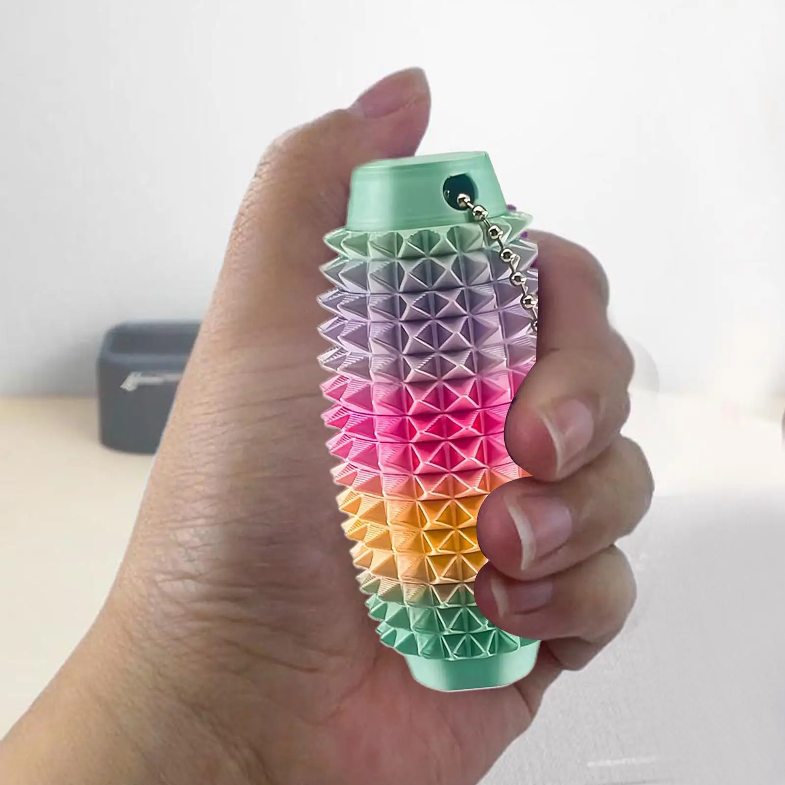 Small Stimming Fidget Toys 3D Printed Spiky Grippie Stim Keychain Venting Key Pendant for Adults Kids Stress Relief Sensory Toy