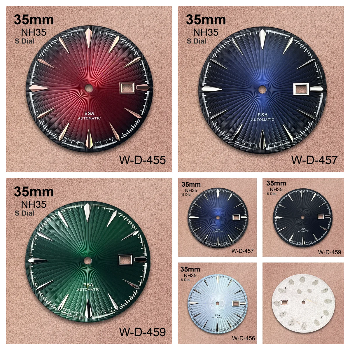 35mm Cocktail S Dial Fit NH35 Movement High-Quality Vertical Grain Dial Watch Modification Accessories