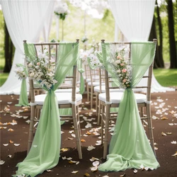 Fajas de gasa verde salvia para silla, conjunto de fundas para silla de boda, cinta para fiesta, decoración de pasillo, 10/50 piezas, 17x250cm, 12 unidades