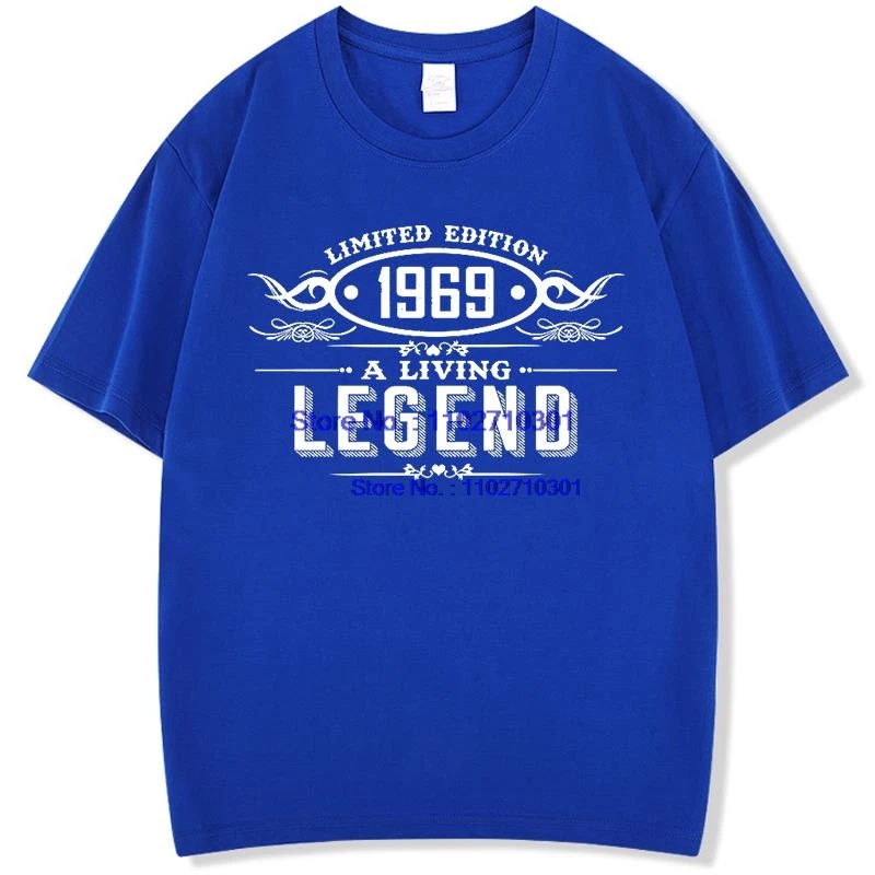 Unisex Summer Cotton Short Sleeve T-Shirt 'Born in 1969' Print Casual Breathable Fashion Birthday Gift T-Shirt