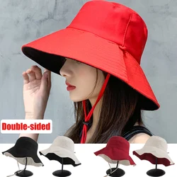 Double-sided Foldable Bucket Hat Fisherman Sun Hat for Women Girls Outdoor Beach Visor Hats Anti-UV Wide Brim Sunscreen Cap Caps