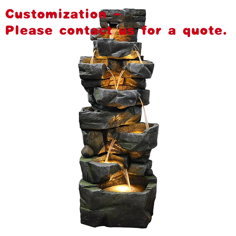 custom.57.87 Inches Outdoor Cascading Waterfall Fountain Garden Ornament Porch Lawn Backyard Features